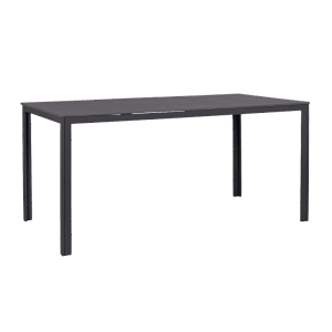 Anthrazitfarbener Gartentisch Yes Sarita, 156x78 cm, mit Holzoptik-Tischplatte.