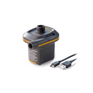 Intex QuickFill Mini USB Luftpumpe, schwarz/orange, mit USB-Kabel.