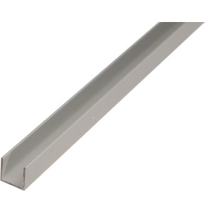 Alberts U-Profil aus Aluminium, 8x20x2000 mm, zur vielseitigen Verwendung im Bau.