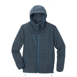 Scheibler Strick-Fleecejacke Obernberg, grau-schwarz meliert, mit Kapuze und Reißverschluss. Arbeitskleidung.