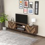 okwish TV Schrank mit Türen und Fächern und Gold Griffen für Wohnzimmer 155x38x48cm Natur_3