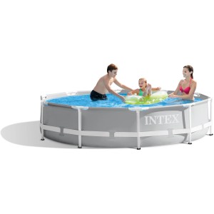 Intex Frame Pool Set Prism Rondo, Ø 305 cm, mit Familie im Wasser.