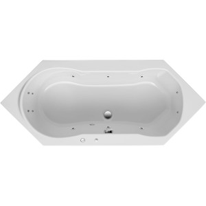 Ottofond Whirlpool Ravenna Komfort, 190x80 cm, weiße Acryl-Badewanne mit Hydromassage-Düsen.