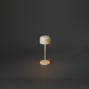 Sandfarbene Konstsmide LED Tischleuchte Lille Mini, 20 cm, für Innen & Außen.
