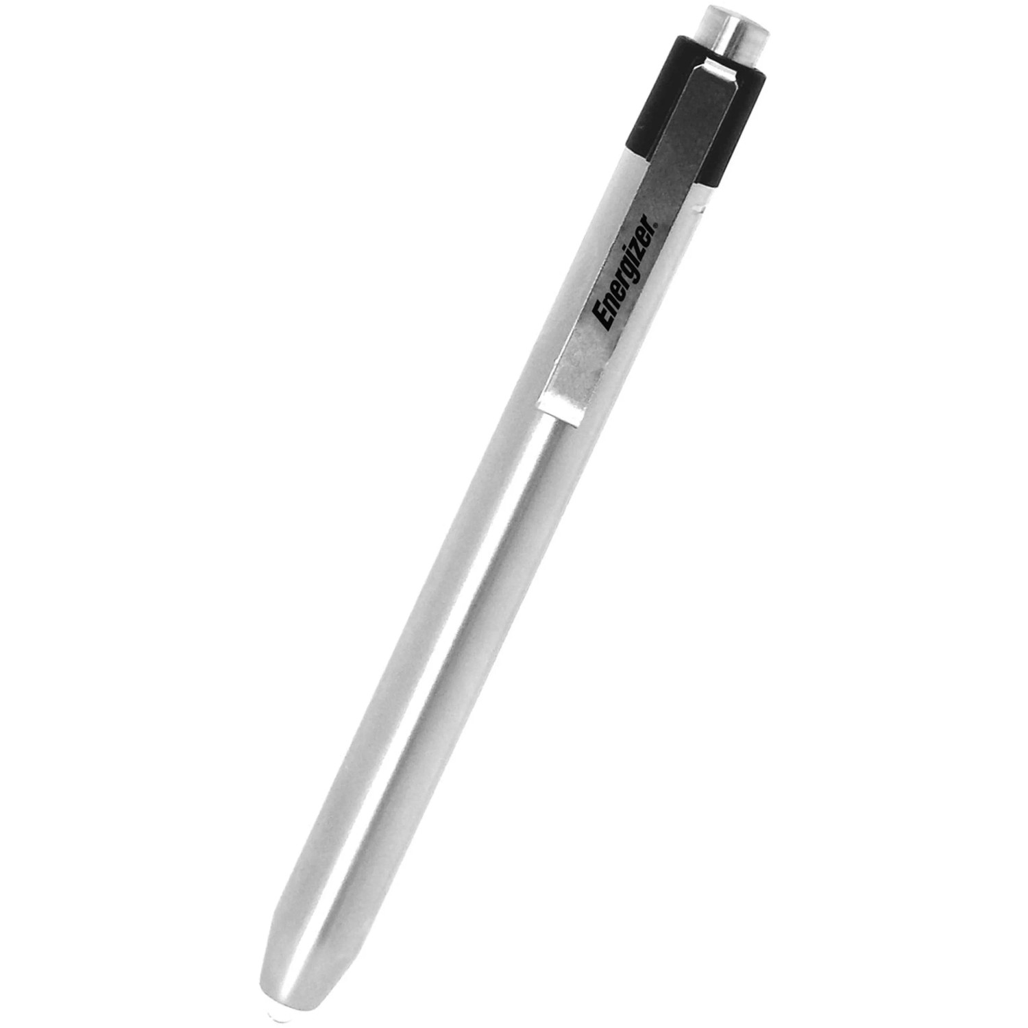 Energizer Metal Penlight Speziallampe, silberne Stiftlampe mit Clip und Batterien.
