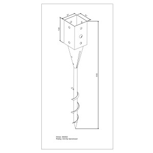 Feuerverzinkte Einschraubbodenhülse, 650 mm, für 90 mm Pfosten. Ideal für den Außenbereich.