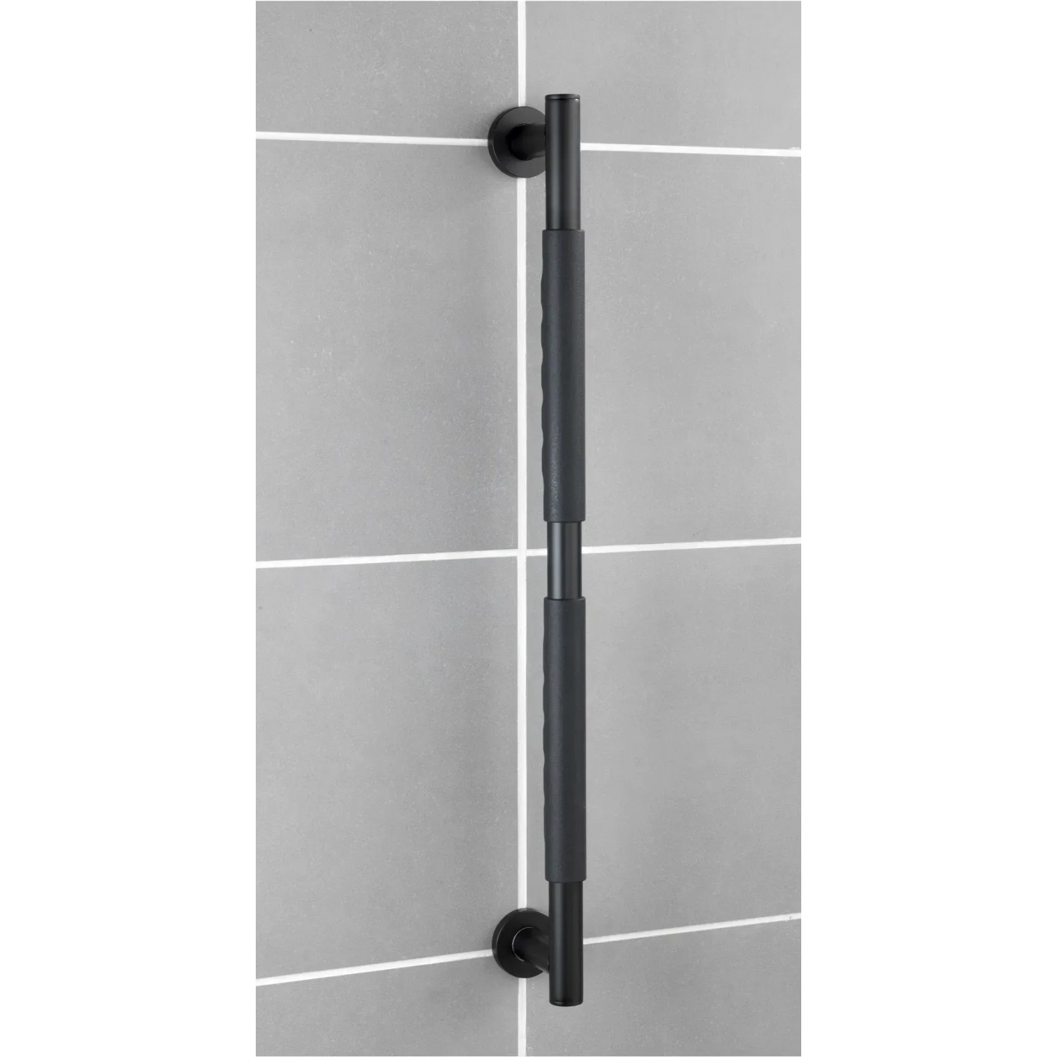 Wenko Wandhaltegriff Secura, 65,5 cm, schwarz, zur Sicherheit im Bad, mit rutschfester Grifffläche.