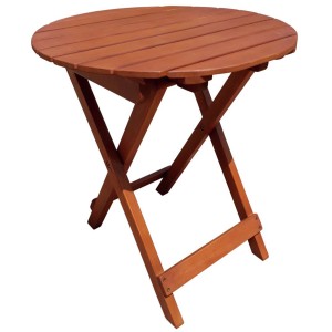 Runder, klappbarer Gartentisch Hanford aus Holz, naturfarben, Ø 45 cm.