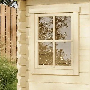 Detailansicht Fenster des Alpholz Sunny-A Holz-Gartenhauses, unbehandelt.