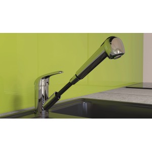 Chrom Geschirrbrause als Ersatzteil für Supra Küchenarmatur mit flexiblem Schlauch.