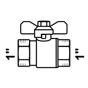 Abbildung eines Kirchhoff Kugelhahns 30,3 mm mit Flügelgriff, vernickelt.