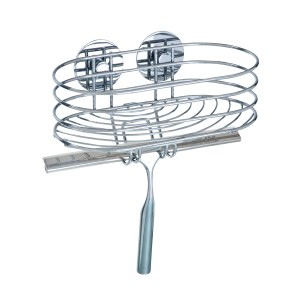 Wenko Wandablage Chrom mit Duschabzieher, Turbo-Loc Befestigung ohne Bohren.