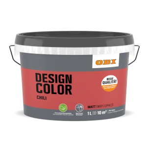 Eimer OBI Design Color Chilli, 1 Liter, matte, farbige Innenfarbe für Wände.