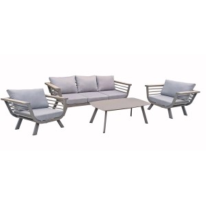 Lounge-Gruppe Elia, 4-teilig, mit Sofa, Sessel und Tisch für Garten oder Terrasse.