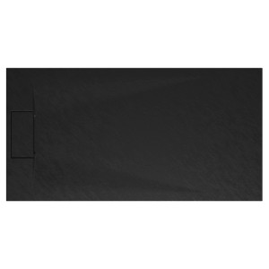 Rechteckige, extraflache Schulte Duschwanne ExpressPlus, 160x80 cm, in Anthrazit mit Steinoptik.