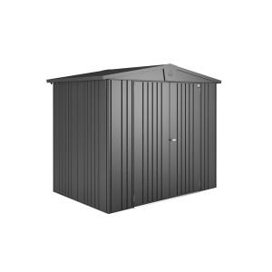 Biohort Metall-Gerätehaus Europa, dunkelgrau-metallic, 3,5 m², mit Doppeltür.
