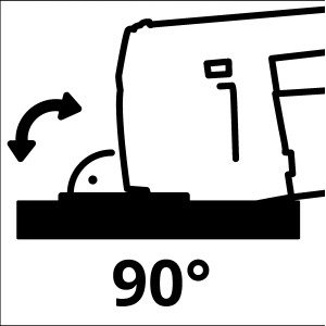 Symbol für 90-Grad-Schnitt mit Handkreissäge und Führungsschiene.