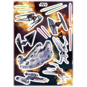 Komar Deko-Sticker Star Wars Spaceship (50x70cm) mit Raumschiffen und Lichtschwertern.