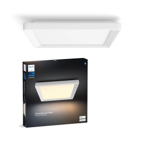 Philips Hue Tento LED-Panel, weiße Deckenleuchte mit Verpackung.