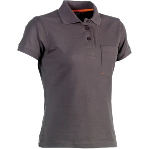 Graues Herock Damen Polo-Shirt Freya, kurzärmlig, mit Brusttasche. Arbeitskleidung.