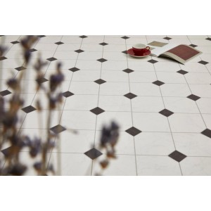 Andiamo PVC Bodenbelag Supreme in Schwarz mit Fliesenoptik, Meterware.