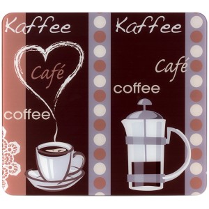 Wenko Herdabdeckplatte mit Kaffeemotiv, Mehrfarbig, für Glaskeramikfelder.