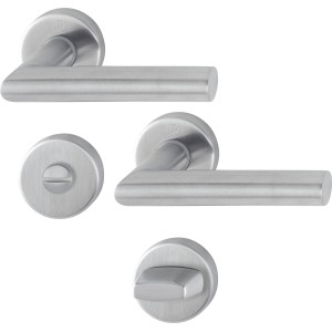 Hoppe Rosetten Garnitur Amsterdam WC, Edelstahl matt für Bad/WC-Türen.