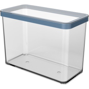 Rotho Dose Premium Loft, 2,1 l, Horizon Blue: Transparente Vorratsdose mit blauem Deckel für die Küche.