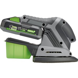 LUX-TOOLS Akku-Multischleifer A-MS-20 A, kabellose Schleifmaschine mit Staubfangbox.