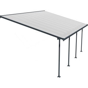 Palram Canopia Terrassenüberdachung Feria, anthrazit, 4x6.06 m. Robuste Konstruktion mit Polycarbonat-Dach.