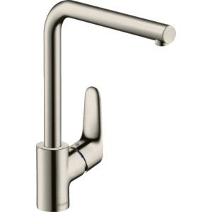 Hansgrohe Focus 280 Küchenarmatur mit Schwenkauslauf in Edelstahl-Optik.