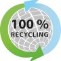 Symbol für 100% Recyclingfähigkeit des Garantia Hochbeet-Systems Ergo Quadro S Stone.