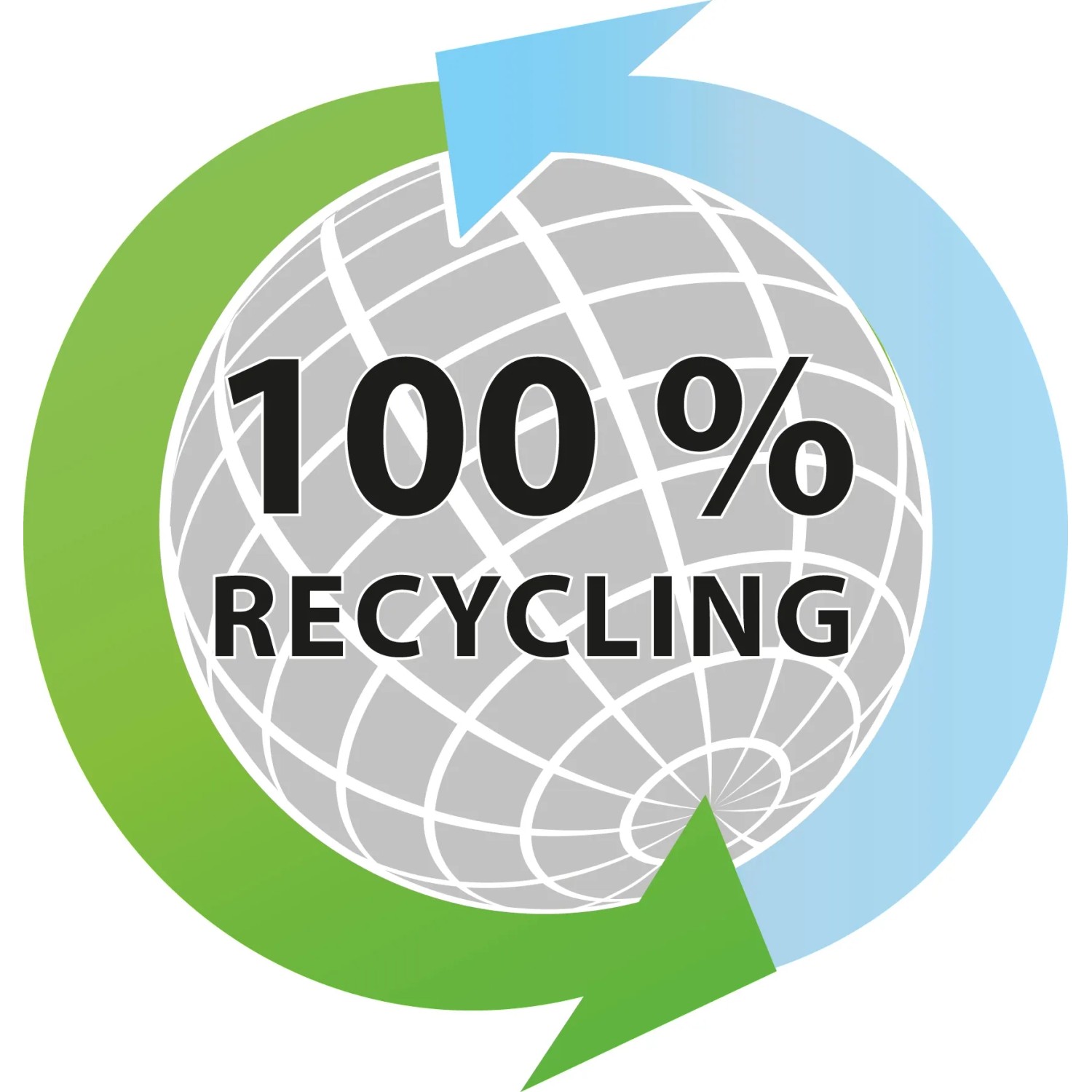 Symbol für 100% Recyclingfähigkeit des Garantia Hochbeet-Systems Ergo Quadro S Stone.