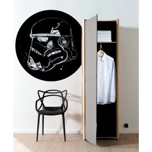 Komar Vliesfototapete Dot Star Wars Stormtrooper, selbstklebend, Ø 125cm, im Raum.