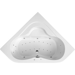 Ottofond Lucia Premium Whirlpool, 140 cm, weiße Eckbadewanne mit Massagedüsen.