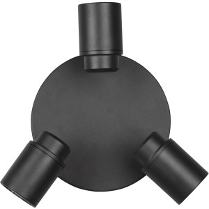 Schwarze Trio Deckenleuchte Angelo mit drei Strahlern aus Metall, matt.