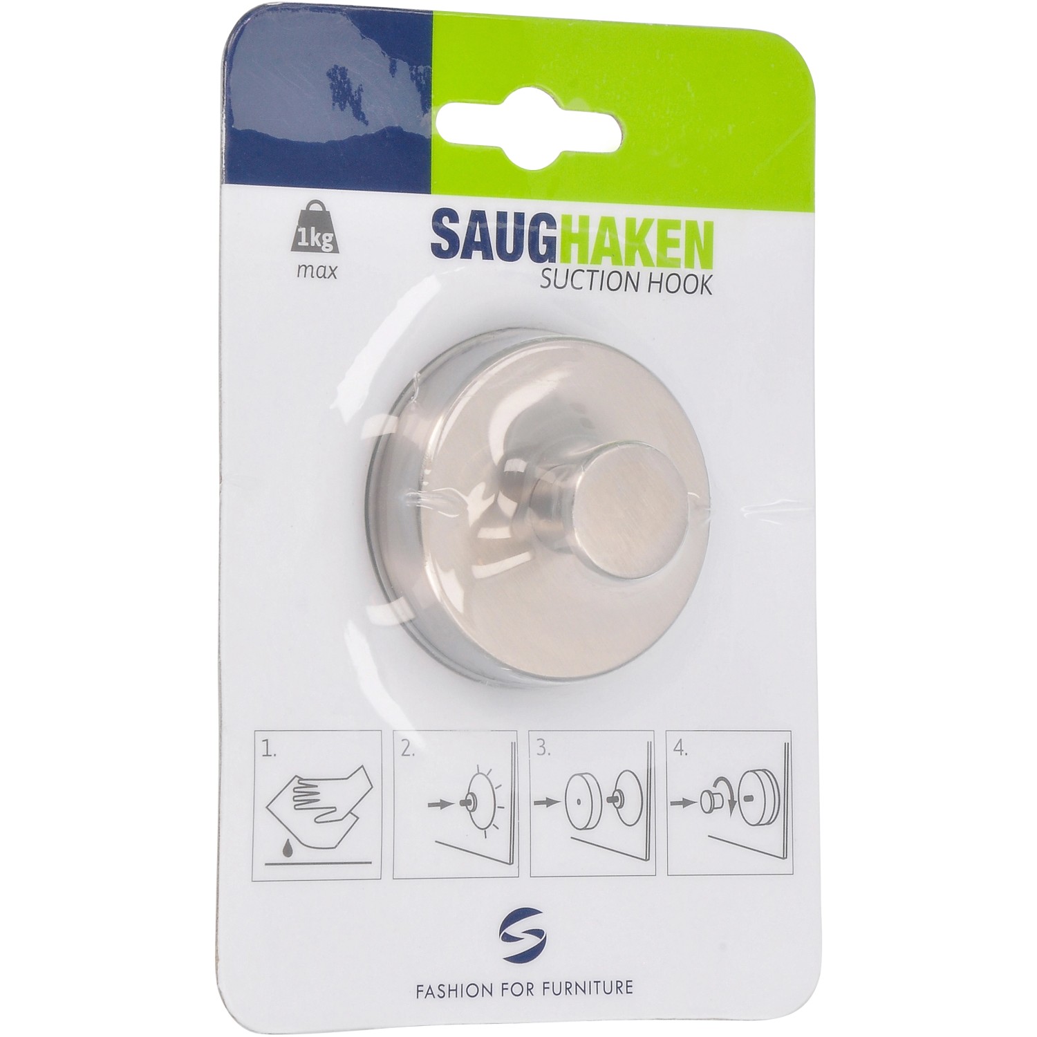 Siro Saughaken 2355, metallfarbig glänzend, für Bad und Küche, max. 1 kg Belastung.