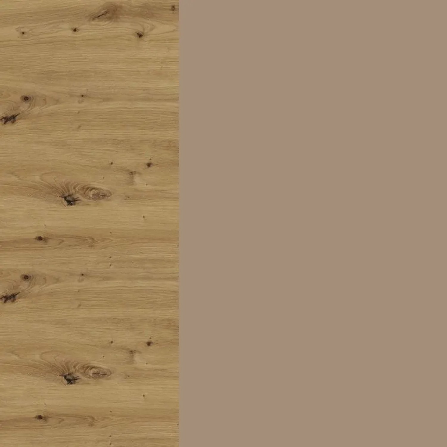 Feldmann-Wohnen Eckaufsatzschrank Brerra: Eiche Artisan Holzdekor und RAL 1019 graubeige Matt. Moderner Küchenschrank.