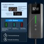 Junsun Typ 2 Ladekabel EV Ladegerät mit LCD-Display, zeigt 16A Ladestrom und Energieverbrauch. Ladestatus-Anleitung.