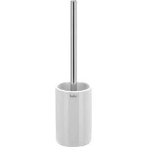 Weißer baliv WC-Bürstenhalter aus Keramik mit silbernem Griff.