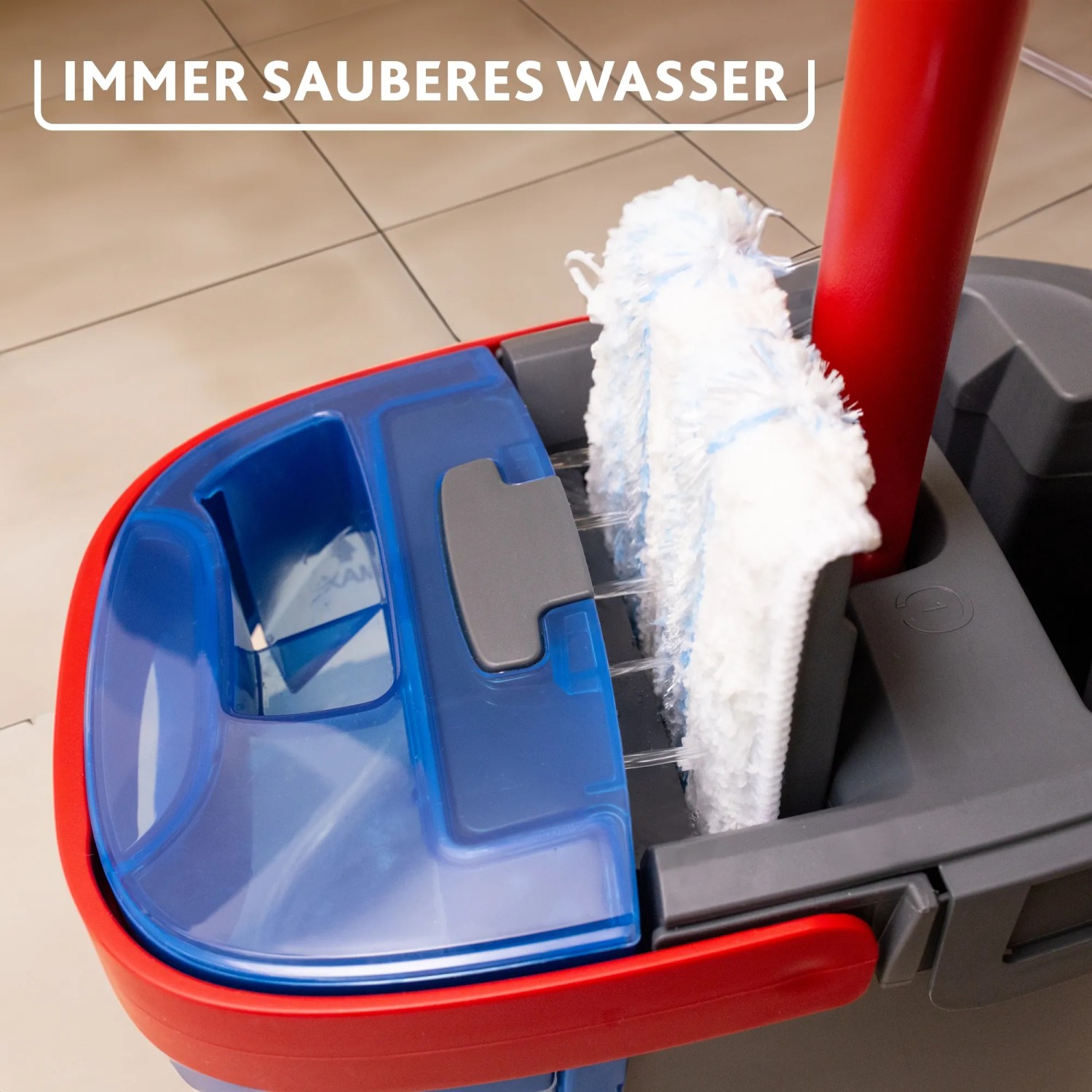 Vileda H2PrO Flachwischer Set: Eimer mit Zweitanksystem für sauberes Wischen.