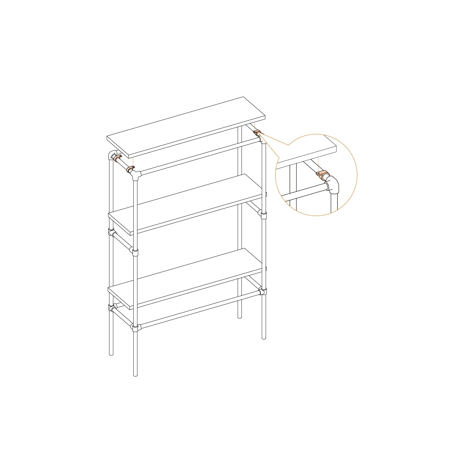 Silberner Befestigungsring verzinkt (Ø 2,7 cm) für Stahlrohr-Regalbau.