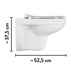 baliv Wand WC-Set Aberdeen, Tiefspüler, spülrandlos, weiß, mit Maßen.