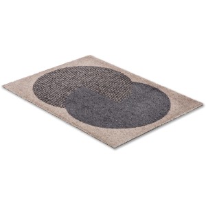 Anthrazitfarbene Schmutzfangmatte Manhattan Semi-Circle, 50x70 cm, mit modernem Kreis-Design.