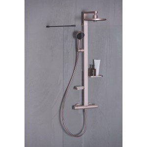 Ideal Standard Duschsystem Thermostat mit Regen- und Handbrause in Rosé, mit Ablageflächen.