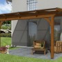 Skan Holz Terrassenüberdachung Ravenna, 434x250 cm, Douglasie Nussbaum, mit klarem Polycarbonatdach.