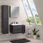 Fackelmann Bad-Hochschrank B.Perfekt Dark Oak, 30 cm breit, im Badezimmer.