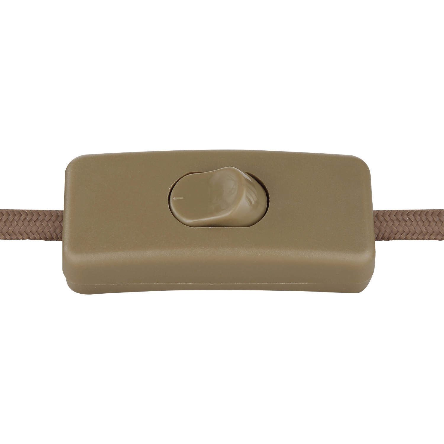 Detailaufnahme des Wippschalters am Textilkabel der Globo Tischleuchte Mina.