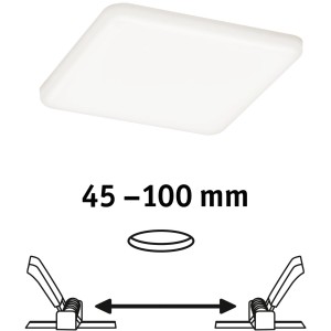 Paulmann LED-Einbaupanel Veluna, eckig, 8,5W, neutralweiß, mit Montagehinweis.