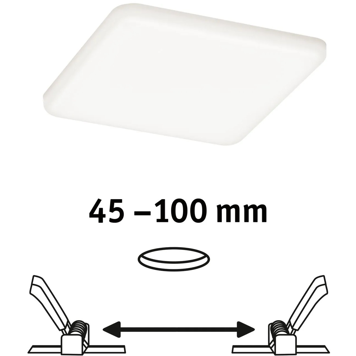 Paulmann LED-Einbaupanel Veluna, eckig, 8,5W, neutralweiß, mit Montagehinweis.